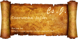 Cservenka Jolán névjegykártya